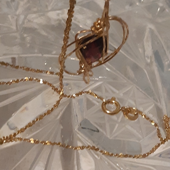 Womans 925 Gold Over Sterling Necklace, With India Ruby Stamped Necklace, 20" L - Picture 15 of 17